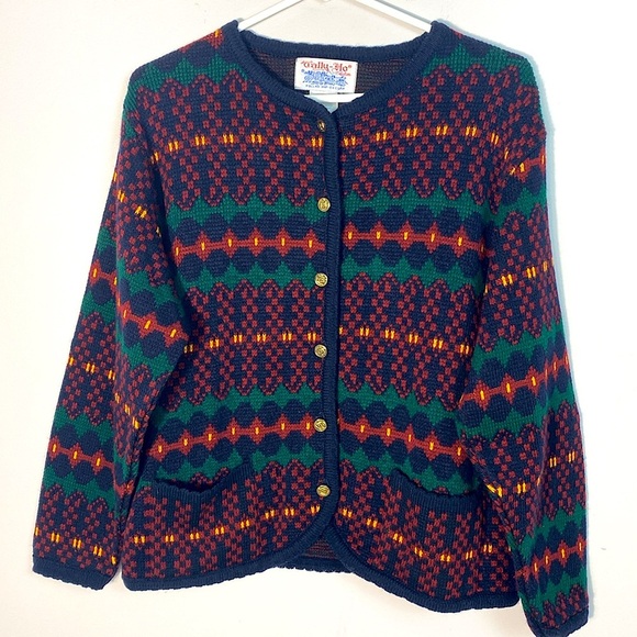 Vintage Tally-Ho Patterned Women's Cardigan Sweater size large - Picture 4 of 8